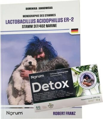 Narum Detox - 60 Kapseln (Monographie des Stammes - inklusive Buch - Lactobacillus Acidophilus ER-2)